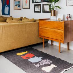 Jugs - Handwoven Cotton Rug Wall Textile Weaving Recycled Modern Kilim Tapestry Tartaruga - thumbnail 2
