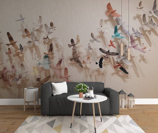 3D Bird Wallpaper, Colorful Wall Mural, Peel & Stick - image 1
