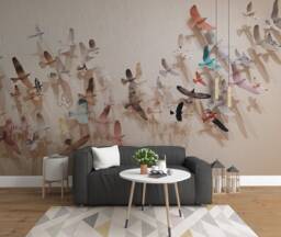 3D Bird Wallpaper, Colorful Wall Mural, Peel & Stick - thumbnail 1