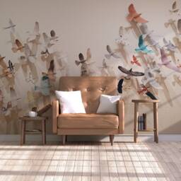 3D Bird Wallpaper, Colorful Wall Mural, Peel & Stick - thumbnail 3