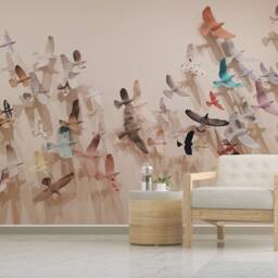 3D Bird Wallpaper, Colorful Wall Mural, Peel & Stick - thumbnail 2