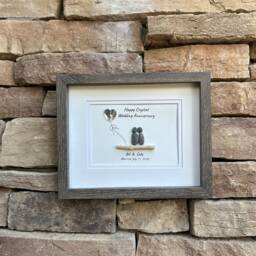 15Th Wedding Anniversary Personalized Gift, Crystal Pebble Art, 8x10 Framed Gift For Wife, Husband, Parents - thumbnail 3