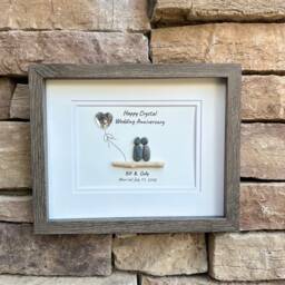15Th Wedding Anniversary Personalized Gift, Crystal Pebble Art, 8x10 Framed Gift For Wife, Husband, Parents - thumbnail 2