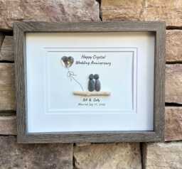 15Th Wedding Anniversary Personalized Gift, Crystal Pebble Art, 8x10 Framed Gift For Wife, Husband, Parents - thumbnail 1