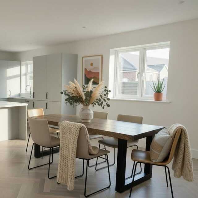 Chunky Thick Solid Oak Dining Table & Bench - image 1