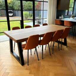 Chunky Thick Solid Oak Dining Table & Bench - thumbnail 3