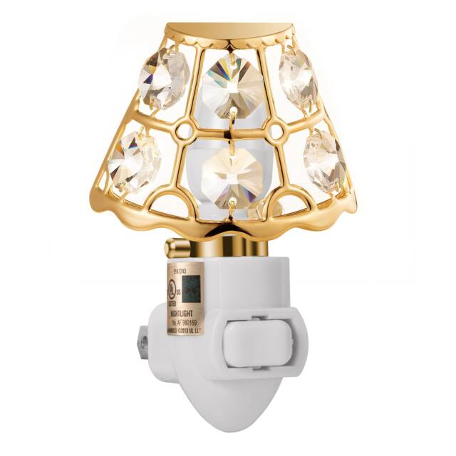 24K Gold Plated Lamp Shade Handcrafted Luxury Night Light Decorated Swarovski Crystals Bedroom Bathroom Kids Room Kitchen Gift Premium Decor - image 1