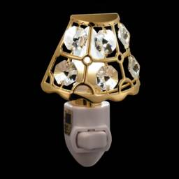24K Gold Plated Lamp Shade Handcrafted Luxury Night Light Decorated Swarovski Crystals Bedroom Bathroom Kids Room Kitchen Gift Premium Decor - thumbnail 3