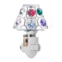 24K Gold Plated Lamp Shade Handcrafted Luxury Night Light Decorated Swarovski Crystals Bedroom Bathroom Kids Room Kitchen Gift Premium Decor - thumbnail 2