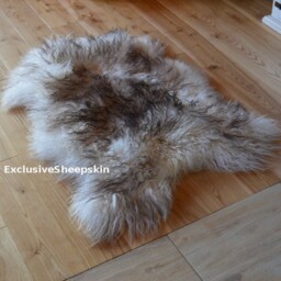 Curly Icelandic White-Gray Genuine Sheepskin Lambskin Sheep Skin Rug Pelt Long Wool Soft Throw, Schaffell, Hygge - thumbnail 3