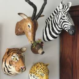 Paper Mache Zebra Head Faux Taxidermy Wall Decor - thumbnail 3