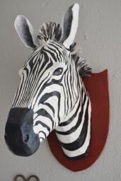 Paper Mache Zebra Head Faux Taxidermy Wall Decor - thumbnail 2