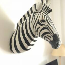Paper Mache Zebra Head Faux Taxidermy Wall Decor - thumbnail 4