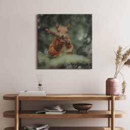 Squirrel Wild Nature Canvas, Wall Art Picture, Green Decoration, Animals Canvas - thumbnail 3