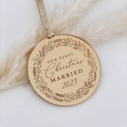 First Christmas Married, Mr & Mrs, Mr, Mrs Rose Gold, Silver Tree Decoration Ornament, Secret Santa Gift - thumbnail 2