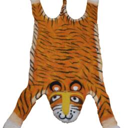 Handmade Wool Felt Tiger Rug, Kids Animal Play Mat - 45x17.5 In - thumbnail 2