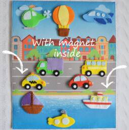 Baby Sensory Board Magnetic Felt Vehicle Quiet Book - thumbnail 1