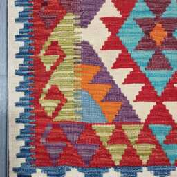 Kilim Rug Classic, Handmade Artisan Afghan Turkish Scandinavian Navajo Bohemian Wool Flatweave Multicolour 124x80 cm - thumbnail 2