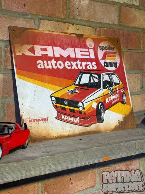 Vintage Kamei Dealership Sign Real Rust Mancave Garage Wall Art 1980's Golf Vw Berg Cup - image 1