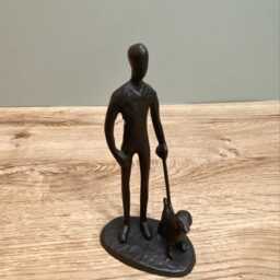 Metal Dog Walker Ornament High Quality Desk Figure Indoor Home Decoration/Pet Owner Walking Gift - thumbnail 3