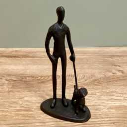 Metal Dog Walker Ornament High Quality Desk Figure Indoor Home Decoration/Pet Owner Walking Gift - thumbnail 2