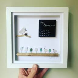 Personalised Sea Glass Teacher Wall Art - Framed Picture Handmade in Cornwall - thumbnail 3