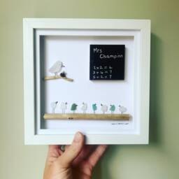 Personalised Sea Glass Teacher Wall Art - Framed Picture Handmade in Cornwall - thumbnail 2