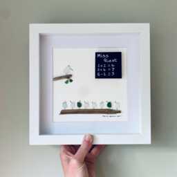 Personalised Sea Glass Teacher Wall Art - Framed Picture Handmade in Cornwall - thumbnail 1