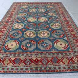 7x10 Ft Afghan Hand Knotted Kazak Area Rug, Luxury Brand New Rug, Medallion Geometric Rug For Living Room Carpet - thumbnail 2