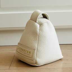Hand Made Luxury Door Stop in Beige Coloured Leather, Out Of Filled With Sand. Cute & Practical. Great Gift - thumbnail 2