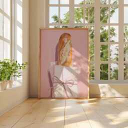 French Baguette Print, Pink Kitchen Wall Art, Paris Bakery Poster, Whimsical Bread Illustration, Minimalist Food Caf?? Decor - thumbnail 3