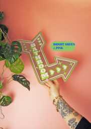 Retro Bathroom Arrow Mirror - Bright Green & Pink - thumbnail 1