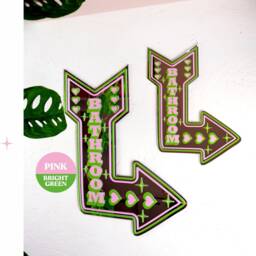 Retro Bathroom Arrow Mirror - Bright Green & Pink - thumbnail 2
