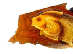"Wood Carving Fish Hand Carved Natural Teak Wall Hanging Art Home Decor Handmade/Gift 17"" X 9.5" - thumbnail 3