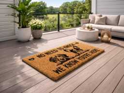 No Need To Knock Doormat - Custom Dog Portrait Rug Funny Pet Entryway D??cor - thumbnail 1