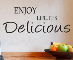 Enjoy Life It's Delicious Kitchen Dining Room Home Wall Decal Decor Vinyl Quote Sticker Saying Lettering Art Decoration Ki02 - thumbnail 1