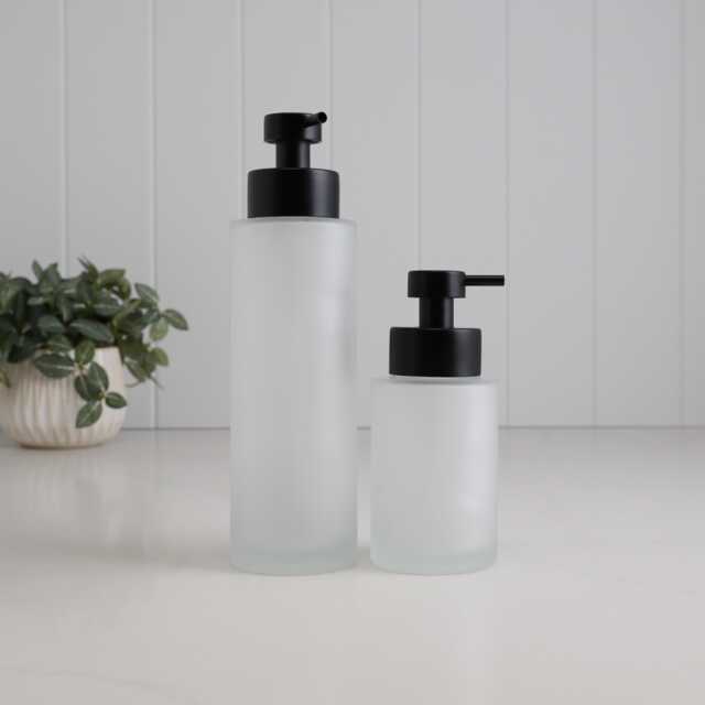 Frosted Glass Soap Dispenser With Black Pump, 250Ml Or 500Ml Refillable Bottle For Bathroom Hand Wash Kitchen Sink - image 1