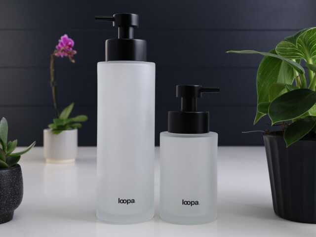 Frosted Glass Soap Dispenser With Black Pump, 250Ml Or 500Ml Refillable Bottle For Bathroom Hand Wash Kitchen Sink - image 1