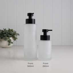 Frosted Glass Soap Dispenser With Black Pump, 250Ml Or 500Ml Refillable Bottle For Bathroom Hand Wash Kitchen Sink - thumbnail 3