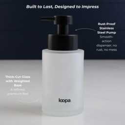 Frosted Glass Soap Dispenser With Black Pump, 250Ml Or 500Ml Refillable Bottle For Bathroom Hand Wash Kitchen Sink - thumbnail 2