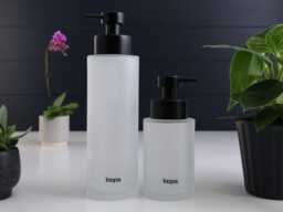 Frosted Glass Soap Dispenser With Black Pump, 250Ml Or 500Ml Refillable Bottle For Bathroom Hand Wash Kitchen Sink - thumbnail 1