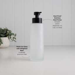 Frosted Glass Soap Dispenser With Black Pump, 250Ml Or 500Ml Refillable Bottle For Bathroom Hand Wash Kitchen Sink - thumbnail 2