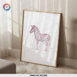 Minimal Zebra Prints - Set Of 3 Posters - Line Drawing Decor Print Animal Wall Art Wildlife Gift Pictures Zebras Pink Black White - thumbnail 3