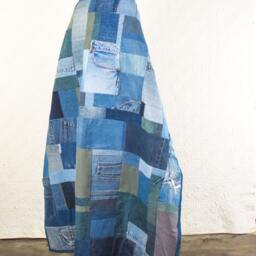 Custom Handmade Recycled Denim Throw Quilt, 100% & Special - thumbnail 3