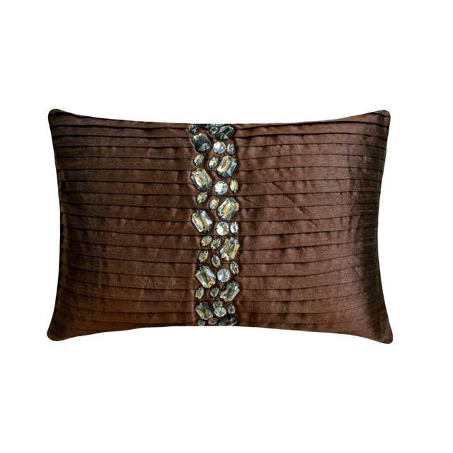 Decorative Oblong/Lumbar Rectangle Throw Pillow Covers Accent Pillows Couch Sofa 12x16 Brown Silk Crystal Embroidered - Dreams - image 1