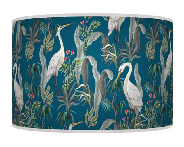Heron Bird Lampshade - Blue Tropical Pendant Light Shade Handmade Ceiling Lamp For Jungle Or Nature Decor - image 1