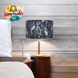 Heron Bird Lampshade - Blue Tropical Pendant Light Shade Handmade Ceiling Lamp For Jungle Or Nature Decor - thumbnail 2