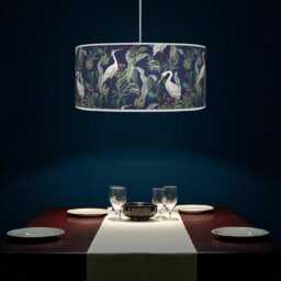 Heron Bird Lampshade - Blue Tropical Pendant Light Shade Handmade Ceiling Lamp For Jungle Or Nature Decor - thumbnail 3