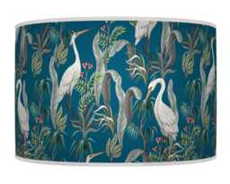 Heron Bird Lampshade - Blue Tropical Pendant Light Shade Handmade Ceiling Lamp For Jungle Or Nature Decor