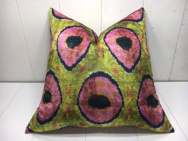 Velvet Pillow Cover 24x24 Handwoven Silk Cushion Decorative Pilow Modern Accent Pillows Home Decor Living Gift - image 1